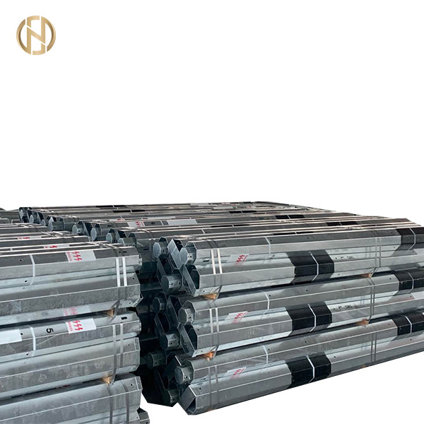 Quality Low Voltage Tubular Galvanized Steel Pole 11m Length Black Painting Color for sale