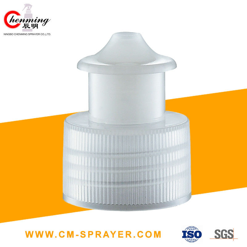China 24-410 Cosmetic Bottle Caps 28-410 Plastic Water Bottle Push Pull Cap Lid For Sports Bottles factory