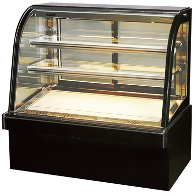 Quality Curved Glasses Door Cake Display Freezer With 2+1 Layers Decks for sale