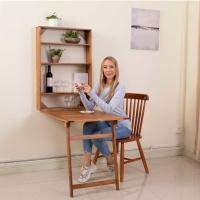 Quality Retro 3-Layer Teak Solid Wood Drop Leaf Folding Multifunctional Wall Table for sale