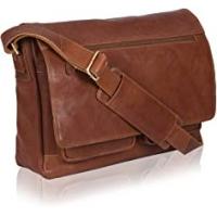 China 14inch Laptop Womens Leather Messenger Bag Canvas Cowhide 400g factory