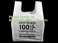 China corn starch based 100% biodegradable bag for food packaging T shirt bags, vest carrier, handle handy bags, singlet pac factory