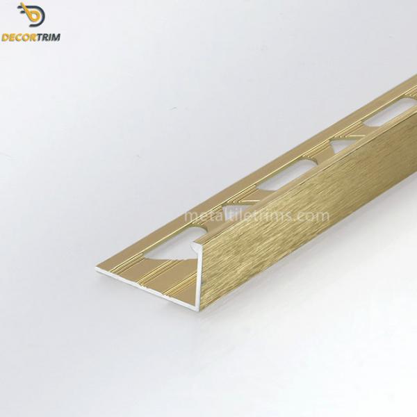 Quality 10mm Aluminum Corner Tile Trim , Gold Chrome Straight Edge Tile Trim for sale