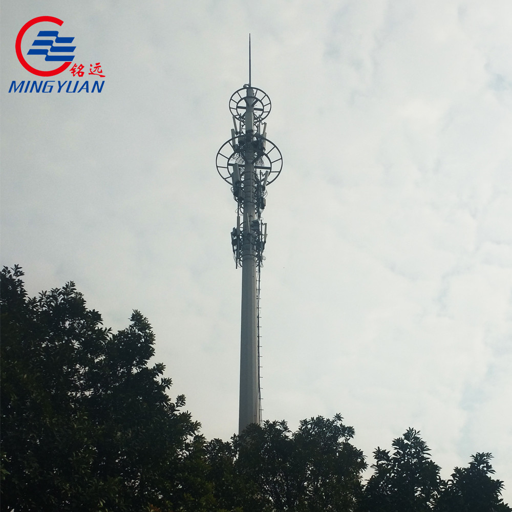 China 55m Antenna Monopole Telecommunication Tower Tubular Tapered Internet Radio A572 Steel factory