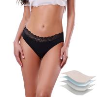 Quality 4 Layer Protective Leakproof Organic Cotton Lace Edge Menstrual Panties for sale