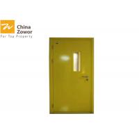China Yellow Powder Coated Gal. Steel 45 mm FD60 Fire Door With 24 mm Anti-fire Glass factory