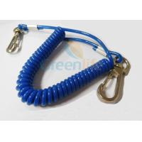 Quality Bungee Coiled Lanyard Cord Tether Blue Covered Stop Falling With Snap To Snap for sale