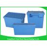 China 45L Plastic Box With Hinged Lid Rentable Moving , Large Plastic Storage Bins For Packaging factory