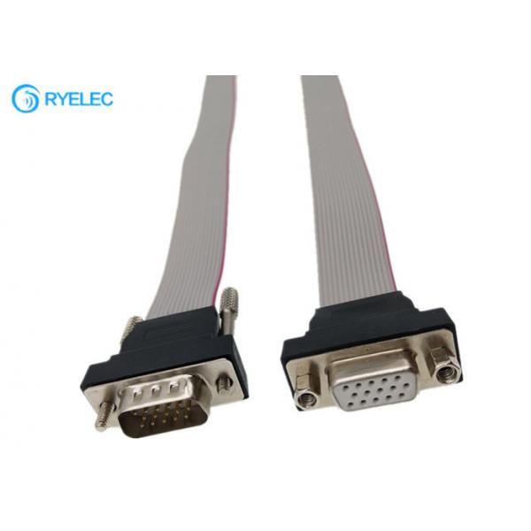 Quality 15pin Male Female Plastic Connector VGA To VGA HDB15 Flexible Flat Ribbon Cable for sale