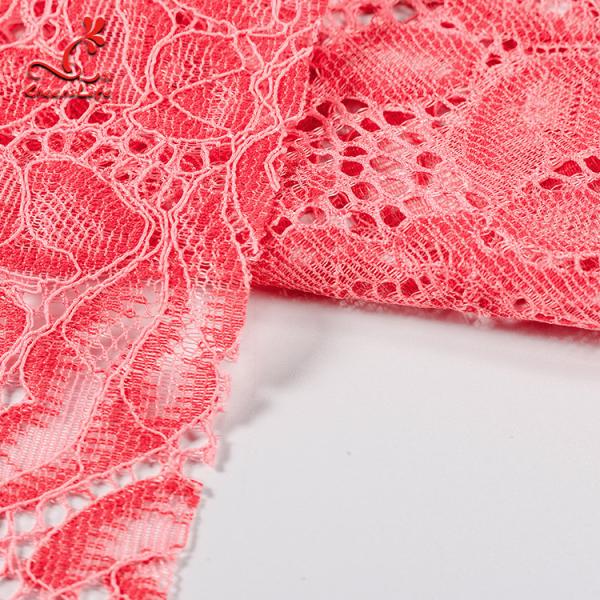 Quality Comfortable Pink Embroidered Lace Fabric Dimensional High Stability for sale