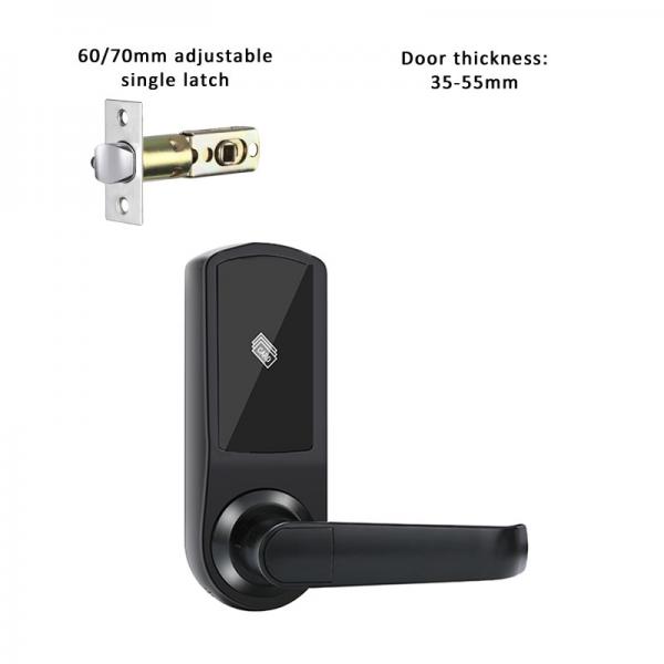 Quality Black Mifare Hotel Smart Door Locks 1.5V Hotel Key Card Lock for sale