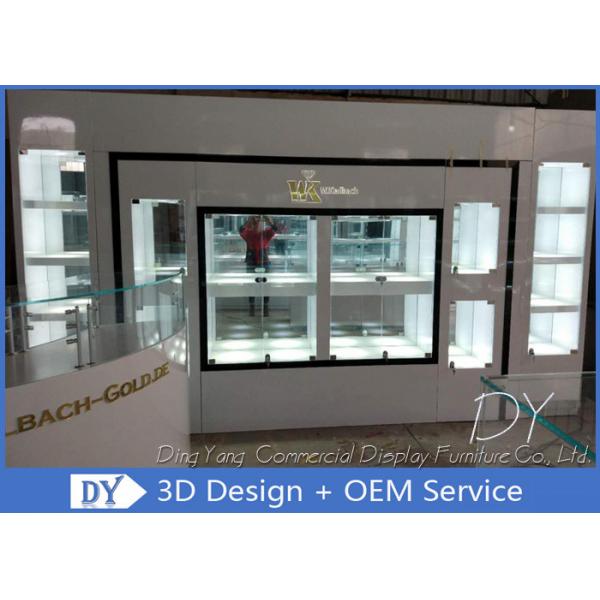 Quality Fully Pre Assembly Modern Jewelry Showcases With MDF Wood + Glass + Lights for sale