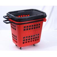 China Customized HDPP Plastic Supermarket Basket With Wheels 45L Capacity factory