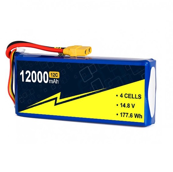 Quality 14.8V 12000mAh 4S UAV Lipo Battery 12C 25C With W/XT-30 For Helicopter Airplane for sale