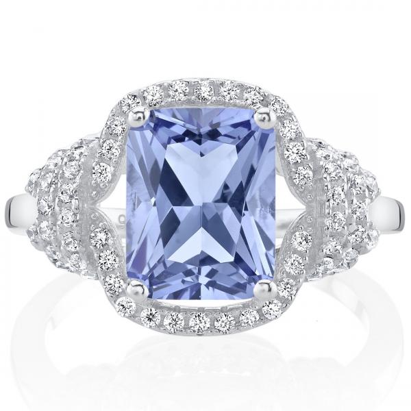 Quality Natural 2 ct Cushion Cut Tanzanite Cocktail Ring in Sterling Silver Engagement for sale