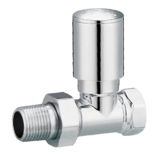 Quality Standard Modern Straight Radiator Valves 1/2 inch x1/2 inch For Steel Pipe Chrome Plated for sale