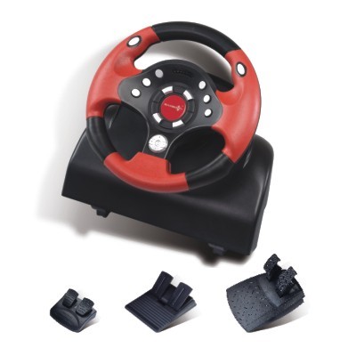Quality Black / Red Computer PC Game Racing Wheel With Foot Pedal CE / ROHS for sale