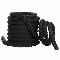 China Costomized 25mm-50mm Black Heavy Polyester Workout Fitness Exercise Gym Power Battle Rope factory