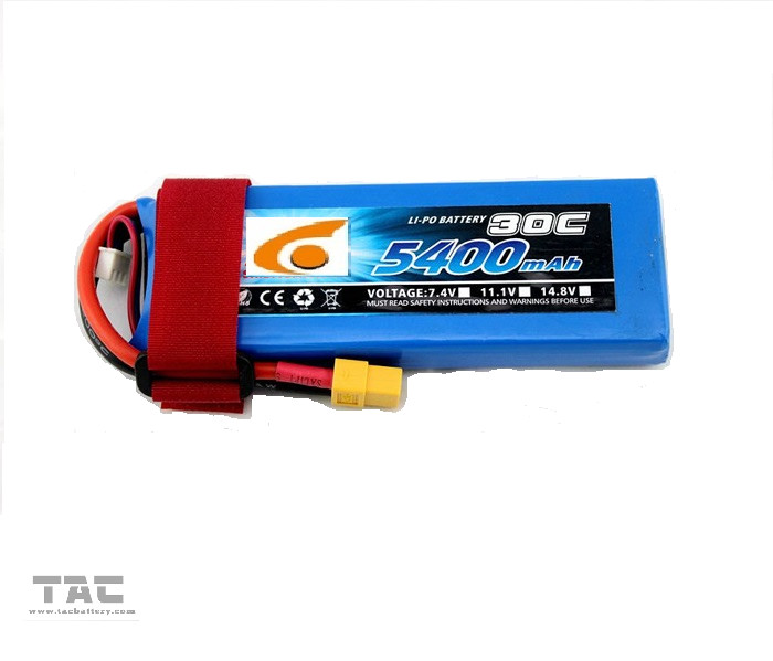 China RC UAV Drone Polymer Lithium Ion Batteries 7.4V 5400mAh 2S 25C discharger for sale