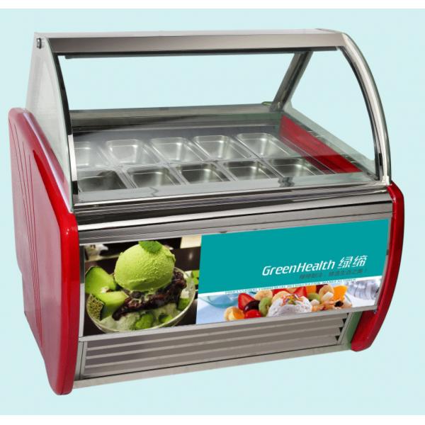 Quality Commercial 10 Pans Ice Cream Display Freezer With Customized Light Box for sale