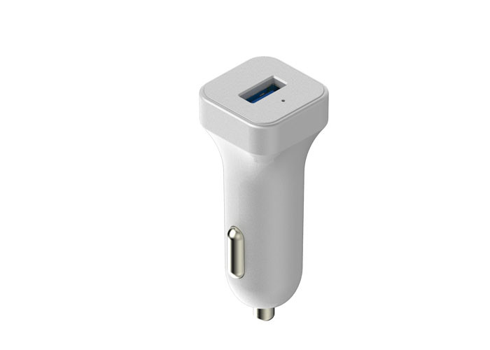 China Single Port White USB Car Charger Adapter With Micro USB 5V 2.4A factory
