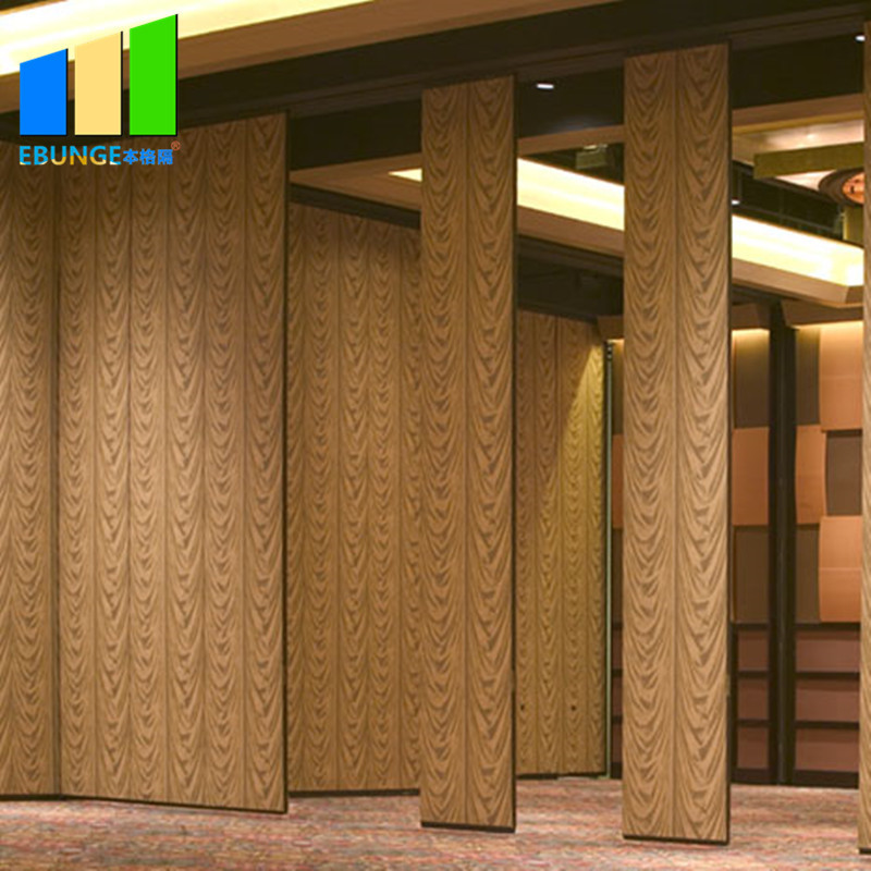China Wooden 85mm Thickness Folding Partition Walls Melamine Finish Hanging System For Restaurant factory
