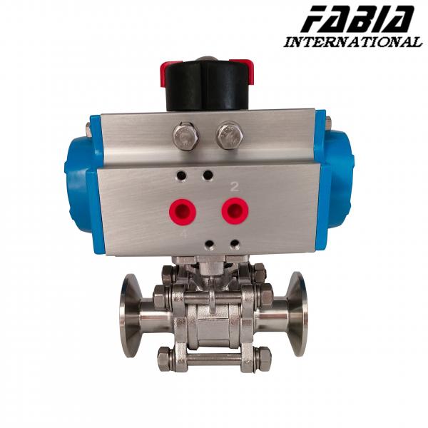 Quality Clamp Ptfe Lined Ball Valve With Double Acting Pneumatic Actuator for sale