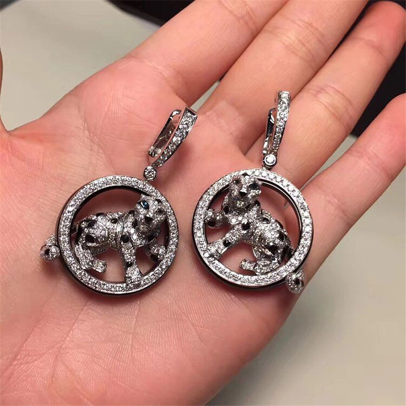 China C Earrings full of diamonds leopar  white gold yellow gold rose gold diamond earring  Jewelry factory in Shenzhen, China factory