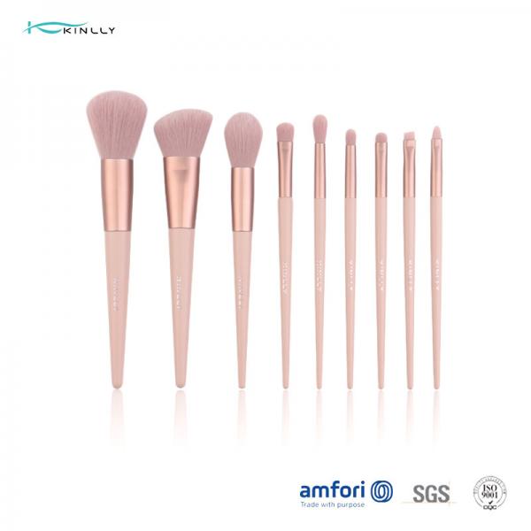 Quality Poly Bag Light Pink 9pcs Travel Makeup Brush Set for sale