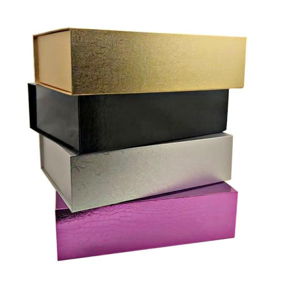 Quality Metallic Paper Big Cosmetic Packaging Box Folding Gold Black Rose Gold for sale