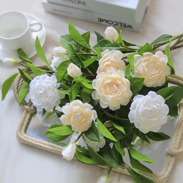Quality Customized Fake Flower Bouquet Camellia Non Fading for Anniversary for sale