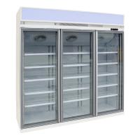 Quality 3 Door Restaurant Upright Glass Door Fridge Ventilated Cooling System For Drinks for sale