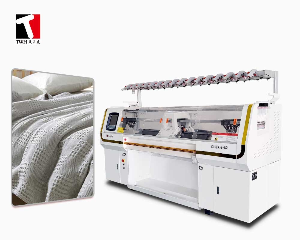 china 16 Yarn Feeder Blanket Knitting Machine 10 gauge 66 Inch With Double System