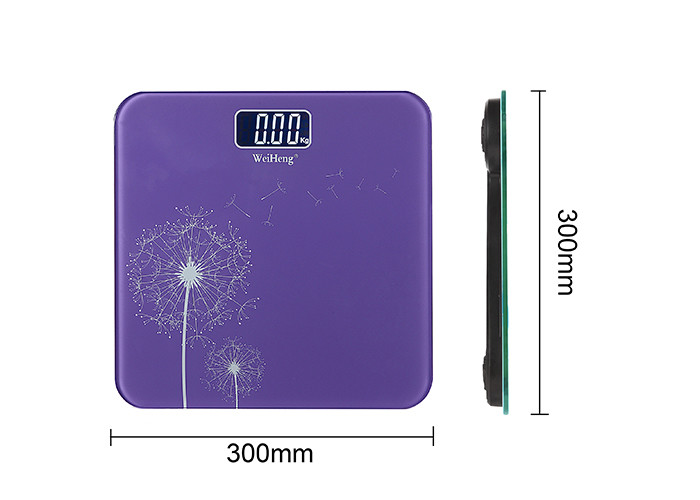 China Dandelion Pattern Electronic Bathroom Scales With Purple Square Shape factory