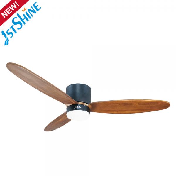 Quality 3 Speed AC Motor Remote LED Ceiling Fan With Light Wood Blades for sale