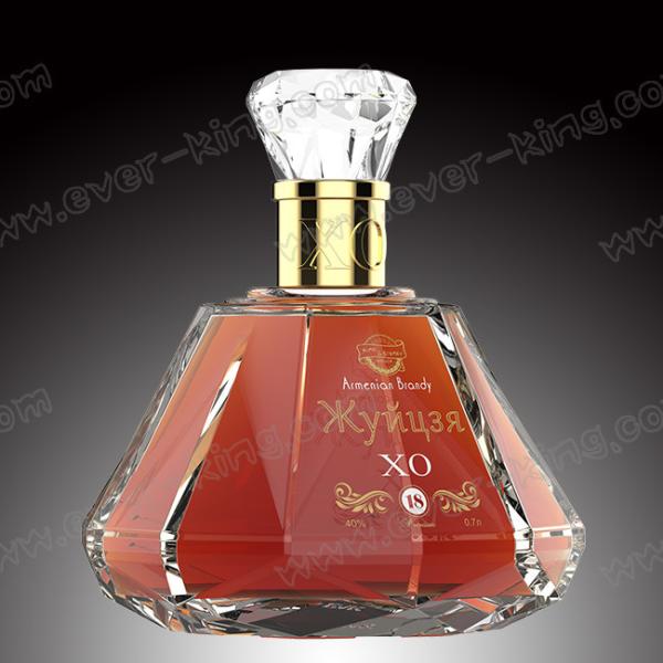 Quality Custom Luxury Diamond Spirits Brandy Glass Bottle 700Ml for sale