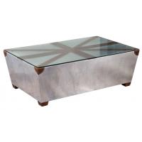 China Union Jack Flag Aluminium Aviation Coffee Table With Glass Top for sale