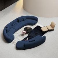 China Blue Curved Sectional Sofa Fabric U Shape Lobby Reception Set Furniture factory