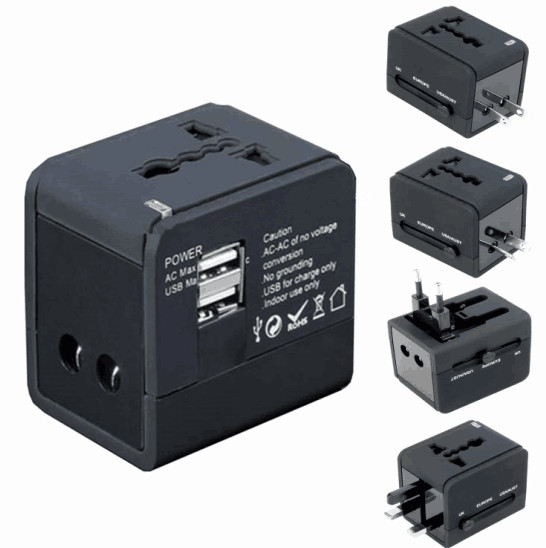 Quality 5V 1A / 5V 2.1A Portable Universal Travel Adapter Black AC Wall Mount for sale