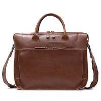 China Hand Made Vintage Shoulder Briefcase Messenger Bags Business Leather Lawyer Briefcase factory