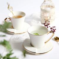 China Custom Afternoon Drinkware Luxury Gold Plated Ceramic Cup with Saucer Wholesale Modern Irregular Coffee Tea Cups factory