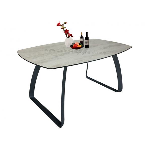 Quality HPL Laminated Fixed Dining Table Horsebelly 1.6 Meter Stylish Legs 8 Seats for sale