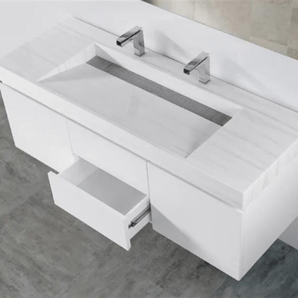Quality OEM Melamine Door Finish Bathroom Vanity Cabinet Vanity Unit With Basin for sale