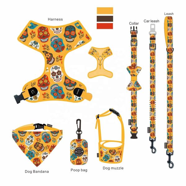 Quality Sublimation Patterns Multicolor Dog Harness Bandana Sets With Metal Hook for sale