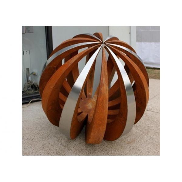 Quality Outdoor Decor Corten Steel Sculpture , Painted Stainless Steel Ball Sculpture for sale