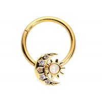 China Solid 18K Gold Nose Piercing Moon Sun Shape With 0.06ct SI2 Natural Diamonds ODM factory