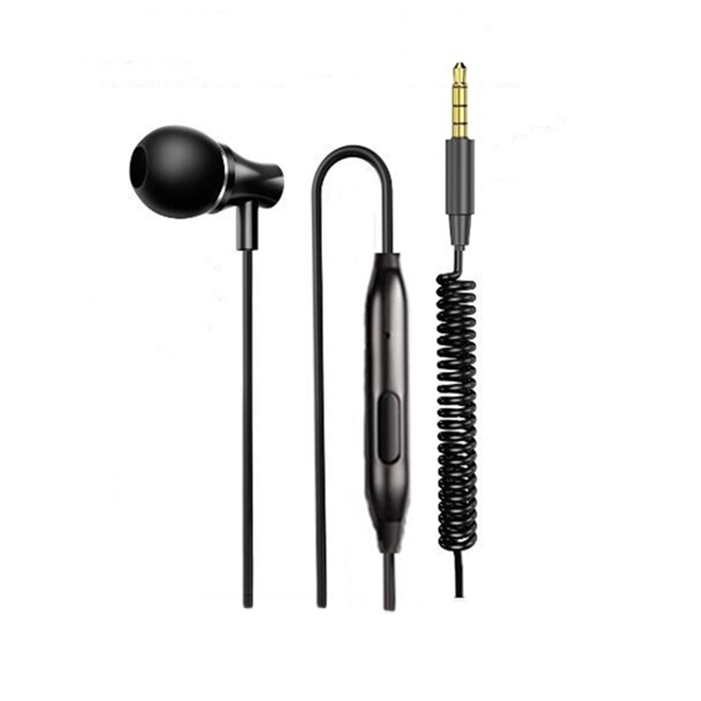 china 3.5mm Single One Side Metal Spring Coil Reinforced Noise Cancelling Wired Earphones Earbuds
