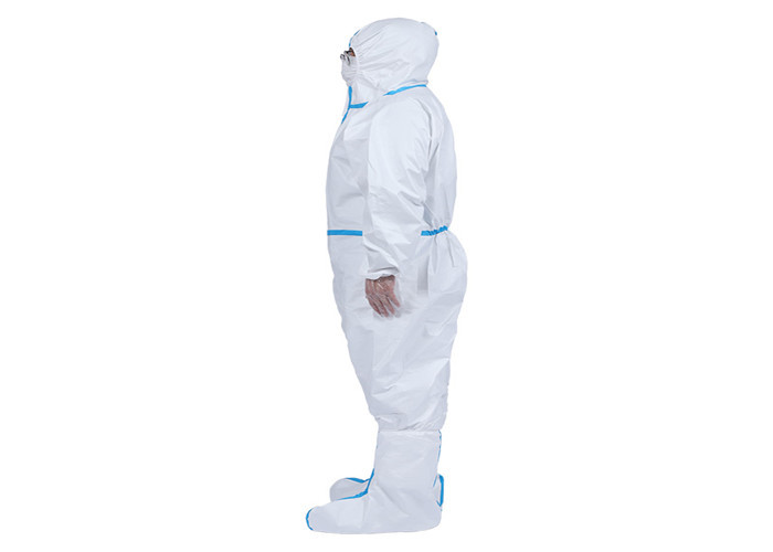 China Unisex Disposable Chemical Coveralls , Antibacterial Disposable Coverall Suit for sale