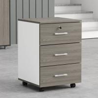 Quality Grey Office Wooden Filing Cabinets 3 Drawer Movable File Cabinet With Wheels for sale