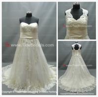 China Sweet Heart detachable Straps Plus size Lace bridal dress #AS1517 factory